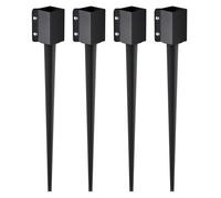 VEVOR Estacas de anclaje para postes de valla, paquete de 4, 36 x 4 x 4 pulgadas de diámetro exterior (diámetro interior 3,5 x 3,5 pulgadas), estaca de poste con recubrimiento de polvo negro de metal,