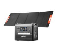 VEVOR Estación de Energía Portátil 2160 Wh y 2400 W, Panel Solar Plegable de 200 W para Camping y Autocaravanas, 10 Puertos de Salida, con 5 Niveles de Potencia Seleccionables de 300 W a 1100 W