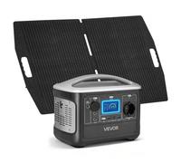 VEVOR Estación de Energía Portátil 600 W con Panel Solar de 100 W, Generador de Energía Batería de Respaldo LiFePO4 de 493 WH, con 7 Puertos de Salida para Hogar, Campamentos, Viajes en Autocaravana