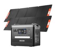 VEVOR Estación de Energía Solar Portátil 2160 Wh 2400 W, con 2 Paneles Solares Plegables 200 W para Camping, Vehículos y Actividades de Ocio, 10 Puertos de Salida y Potencia de Entrada Ajustable