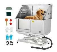 VEVOR Estación de Lavado de Perros con Elevación Eléctrica, Bañera de Acero Inoxidable 127cm con Filtro de Agua de Polietileno, Grifo y Cabezal de Ducha, Fregadero para Mascotas, Puerta Izquierda