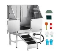 VEVOR Estación de Lavado para Perros de Acero Inoxidable, Bañera de 1270 x 580 x 1495 mm con Rampa, Filtro de Agua de Polietileno, Grifo, Ducha y Jabonera para Varias Mascotas, Puerta Izquierda