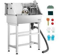 VEVOR Estación de Lavado para Perros de Acero Inoxidable, Bañera de 870 x 490 x 1225 mm con Grifo, Cabezal de Ducha, Jabonera y Pelotas de Juego Bañera Sencilla para Varias Mascotas para el Hogar