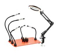 VEVOR Estación de Soldadura Magnética de Tercera Mano 2 en 1, con Lámpara de Aumento LED 3X y 5 Brazos Flexibles, 6 Soportes para PCB, para Reparaciones Electrónicas, Manualidades y Pasatiempos