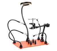 VEVOR Estación de Soldadura Magnética de Tercera Mano con Lámpara de Aumento LED 3X, 4 Soportes para PCB y Pistola de Aire Caliente de 360 Grados, para Reparaciones Electrónicas, Manualidades
