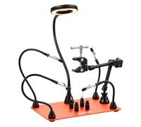 VEVOR Estación de Soldadura Magnética de Tercera Mano con Lámpara de Aumento LED 3X, 4 Soportes para PCB y Pistola de Aire Caliente de 360 Grados, para Reparaciones Electrónicas, Manualidades