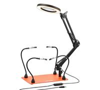 VEVOR Estación de Soldadura Magnética, Herramienta de Tercera Mano con 4 Brazos Flexibles, Lámpara de Aumento LED 3X y Base Antideslizante Resistente, a Aficiones y Bricolaje, 279 x 178 x 3 mm