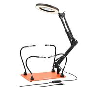 VEVOR Estación de Soldadura Magnética, Herramienta de Tercera Mano con 4 Brazos Flexibles, Lámpara de Aumento LED 3X y Base Antideslizante Resistente, a Aficiones y Bricolaje, 279 x 178 x 3 mm