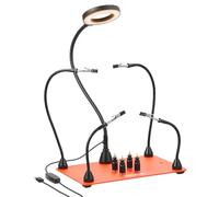 VEVOR Estación de Soldadura Magnética Tercera Mano con 4 Brazos Flexibles, Lupa LED 3X, Soporte a 4 Placas de Circuito Impreso y Base Resistente, para Reparaciones Electrónicas, 279 x 178 x 3 mm