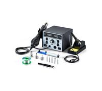 VEVOR Estación de Soldadura y Retrabajo de Aire Caliente 2 en 1, con Pantalla Digital 820 W con Puerto de Carga USB de 5 V, 3 Boquillas de Aire Caliente, 5 Puntas de Soldadura, 160 x 160 x 130 mm