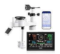VEVOR Estación Meteorológica Wifi 7 en 1, con App, Pantalla VA de 190,5 mm, Sensor Solar Inalámbrico, Pluviómetro, Pronóstico del Tiempo, Velocidad del Viento, Temperatura, Humedad y Precipitación