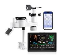 VEVOR Estación Meteorológica Wifi 7 en 1, con App, Pantalla VA de 190,5 mm, Sensor Solar Inalámbrico, Pluviómetro, Pronóstico del Tiempo, Velocidad del Viento, Temperatura, Humedad y Precipitación