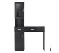 VEVOR Estación Negra de Salón de Montaje en Pared para Estilista Juego de Muebles de Spa de Belleza 1 Gabinete de Almacenamiento 3 Cubículos y 2 Cajones 1 con Cerradura, para Salón, Spa, Peluquería