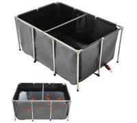 VEVOR Estanque de Lona sobre Suelo 1023,3 L de PVC con Panel de Visualización Transparente Tanque Rectangular 150x100x70 cm para Peces Dorados con Marco de Acero Inoxidable Válvula de Drenaje, Negro