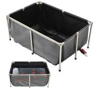 VEVOR Estanque de Lona Sobre Suelo 480 L de PVC con Panel de Visualización Transparente Tanque Rectangular 120x80x50 cm para Peces Dorados con Marco de Acero Inoxidable y Válvula de Drenaje, Negro