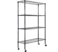 VEVOR Estante de almacenamiento con ruedas, 4 niveles ajustables, estantería de garaje resistente, capacidad de 700 libras, organizador de metal, estante de alambre para cocina, despensa, sótano, baño