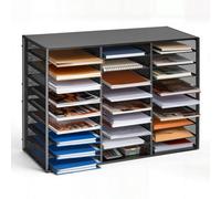VEVOR Estante de Almacenamiento de Documentos 27 Compartimentos, Organizador de Archivos de Metal 80 x 31 x 54,5 cm, Clasificador de Literatura con Estantes Desmontables para Oficina, Aulas, Negro