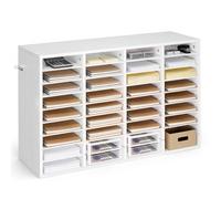 VEVOR Estante de Almacenamiento de Documentos 36 Compartimentos, Organizador de Archivos de Madera 95,7 x 30 x 60 cm, Clasificador de Literatura con Estantes Desmontables para Oficina, Aulas, Blanco