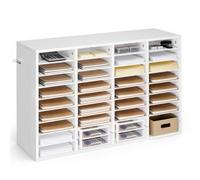 VEVOR Estante de Almacenamiento de Documentos 36 Compartimentos, Organizador de Archivos de Madera 95,7 x 30 x 60 cm, Clasificador de Literatura con Estantes Desmontables para Oficina, Aulas, Blanco