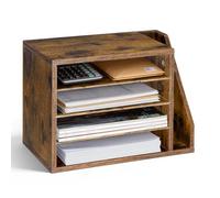 VEVOR Estante de Almacenamiento de Documentos 4 Compartimentos, Organizador de Archivos de Madera 40 x 23,5 x 28 cm, Clasificador de Literatura con Estantes Desmontables para Oficina, Aulas, Marrón