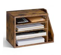 VEVOR Estante de Almacenamiento de Documentos 4 Compartimentos, Organizador de Archivos de Madera 40 x 23,5 x 28 cm, Clasificador de Literatura con Estantes Desmontables para Oficina, Aulas, Marrón