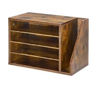 VEVOR Estante de Almacenamiento de Documentos 4 Compartimentos, Organizador de Archivos de Madera 40 x 23,5 x 28 cm, Clasificador de Literatura con Estantes Desmontables para Oficina, Aulas, Marrón