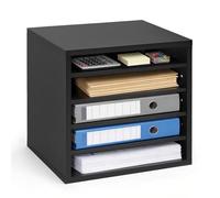 VEVOR Estante de Almacenamiento de Documentos 5 Compartimentos, Organizador de Archivos de Madera 35,5 x 30,5 x 33 cm, Clasificador de Literatura con Estantes Ajustables para Oficina, Aulas, Negro