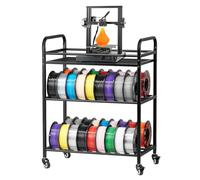 VEVOR Estante de Almacenamiento de Filamentos de 3 Niveles para Impresión 3D Soporte de Metal para Bobinas de Filamento con Ruedas 680 x 400 x 880 mm para Estudios, Talleres, Oficinas, Negro