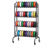 VEVOR Estante de Almacenamiento de Filamentos de 4 Niveles para Impresión 3D Soporte de Metal para Bobinas de Filamento con Ruedas 750 x 455 x 1230 mm para Estudios, Talleres, Oficinas, Negro