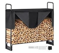 VEVOR Estante de Almacenamiento de Leña 132x36x117 cm Marco de Acero Soporte de Leña con Funda Impermeable 600D Oxford Leñero para Chimenea para 1/4 Cuerda de Leña Carga de 200 kg para Jardín Terraza