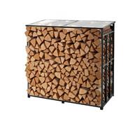VEVOR Estante de Almacenamiento de Leña 143 x 70 x 143 cm Marco de Metal con Recubrimiento en Polvo Panel de Techo Soporte de Leña Carga de 299,4 kg para Chimenea, Terraza, Patio, Jardín, Negro