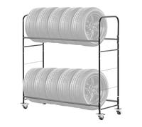 VEVOR Estante de Almacenamiento de Neumáticos con Ruedas, Remolque de Transporte para Garaje, Acero Resistente, Altura Ajustable, Capacidad para hasta 12 Neumáticos Estándar, 1585 x 570 x 1520 mm