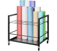 VEVOR Estante de Almacenamiento de Planos Soporte de Planos de 20 Ranuras con Ruedas Carrito de Almacenamiento de Planos de Metal Móvil para Mapas, Carteles, Planes de Construcción Arquitectónica