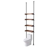 VEVOR Estante de Almacenamiento para Inodoro, Organizador de Baño Ajustable de 4 Niveles, Estante de Almacenamiento de Acero con Bajo Contenido de Carbono de 135cm-332cm, Fácil de Ensamblar
