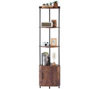 VEVOR Estante de Esquina 5 Niveles con Luz LED y Puertas 30,5x30,5x167,8 cm Estantería de Esquinera con Marco de Metal Estantes de Madera Librería de Almacenamiento para Dormitorio, Sala, Oficina