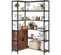 VEVOR Estante de Esquina 6 Niveles 80 x 102 x 180 cm en Forma de L Estantería de Esquina con Marco de Metal Estantes de Madera Librería de Almacenamiento para Dormitorio, Sala de Estar, Oficina