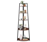 VEVOR Estante de Esquina de 5 Niveles 43 x 43 x 178 cm Estantería para Plantas con Marco de Metal y Estantes de Madera Librería de Almacenamiento para Dormitorio, Sala de Estar, Oficina, Cocina