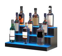 VEVOR Estante de Exhibición Comercial de Botellas de Licor Iluminado con LED, 3 Niveles, Estantes Acrílicos con Control Remoto RF y Aplicación e Iluminación Multicolor, 600 x 300 x 250 ± 5 mm