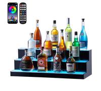 VEVOR Estante de Exhibición Comercial de Botellas de Licor Iluminado con LED, 3 Niveles, Estantes Acrílicos con Control Remoto RF y Aplicación e Iluminación Multicolor, 762 x 300 x 250 ± 5 mm