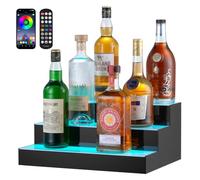 VEVOR Estante de Exhibición Comercial de Botellas de Licor Iluminado con LED, 3 Niveles, Estantes Acrílicos Bebidas con Control Remoto RF y Aplicación e Iluminación Multicolor, 400 x 300 x 177 ± 5 mm