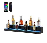VEVOR - Expositor de botellas luminoso, iluminado por LED, estante para vinos de 2 escalones, 101,4 cm, expositor para bebidas comerciales, acrílico, con mando a distancia RF y control por aplicación,