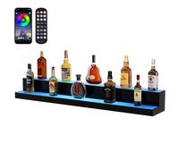 VEVOR Estante de exhibición de botellas de licor iluminado con LED, estante de barra comercial iluminado de 2 niveles y 48 pulgadas, soporte para whisky de 2 pasos, estantes de bebidas de acrílico con