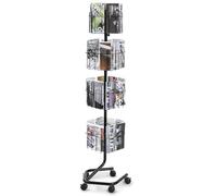 VEVOR Estante de Exhibición de Folletos Soporte de Exhibición de Revistas Giratorio 4 Niveles con 32 Bolsillos para Postales Giratorio de 360° con 5 Ruedas para Tiendas, Exposiciones, Oficinas