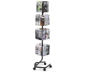 VEVOR Estante de Exhibición de Folletos Soporte de Exhibición de Revistas Giratorio 4 Niveles con 32 Bolsillos para Postales Giratorio de 360° con 5 Ruedas para Tiendas, Exposiciones, Oficinas