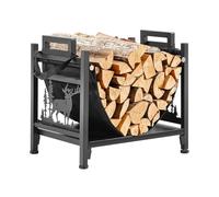 VEVOR Estante de Leña 450 x 315 x 415 mm Marco de Metal con Recubrimiento en Polvo Soporte de Leña Capacidad de 18,1 kg con Portador de Transporte de Lona Leñero Resistente para Chimenea, Negro