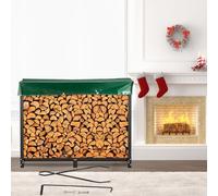 VEVOR Estante de Leña con Cubierta 244,5 x 36,2 x 122 cm Estante para Leña Exterior Capacidad de Carga 590 kg Estante de Leña de Acero Estante para Leña con Pies Estante de Registro de Chimenea Negro