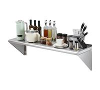 VEVOR Estante de Pared de Acero Inoxidable 1219 x 356 x 63 mm Estante Flotante con Soporte Triangular Carga Máxima de 158 kg Estantería de Pared para Libros Portarretratos Plantas Oficina Baño Cocina