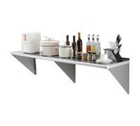 VEVOR Estante de Pared de Acero Inoxidable 1829 x 457 x 63 mm Estante Flotante con Soporte Triangular Carga de 226 kg Estantería de Pared para Libros Portarretratos Plantas Oficina Baño Cocina
