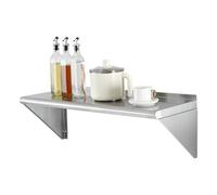 VEVOR Estante de Pared de Acero Inoxidable 915x305x63 mm Estante Flotante con Soporte Triangular Carga Máxima de 113 kg Estantería de Pared para Libros Portarretratos Plantas Oficina Baño Cocina