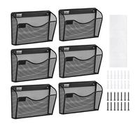 VEVOR 6 PCS de Estantes de Pared de Malla Metálica para Archivos de 1 Capa Carpeta de Almacenamiento de Documentos y Papel, Estante de Pared de Archivos con Etiqueta con Nombre para Oficina, Escuela
